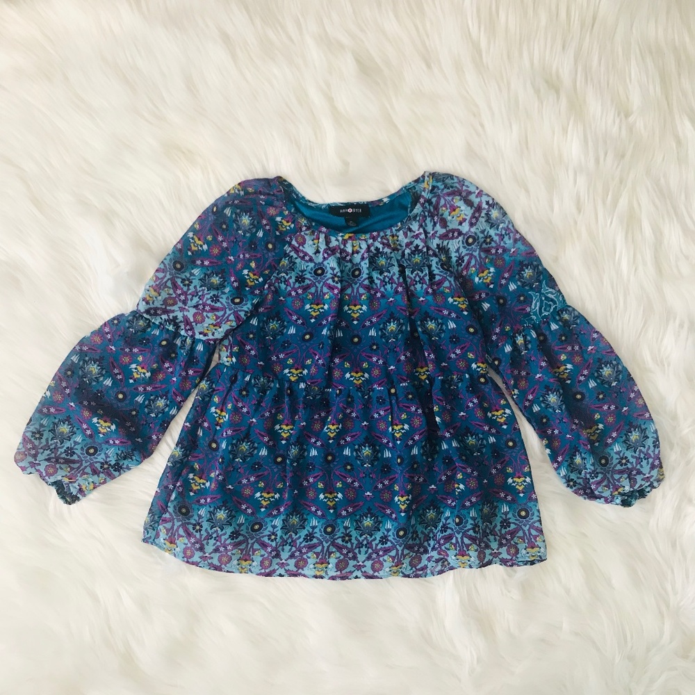 Amy Byer Floral Peplum Long Sleeve Junior Top
